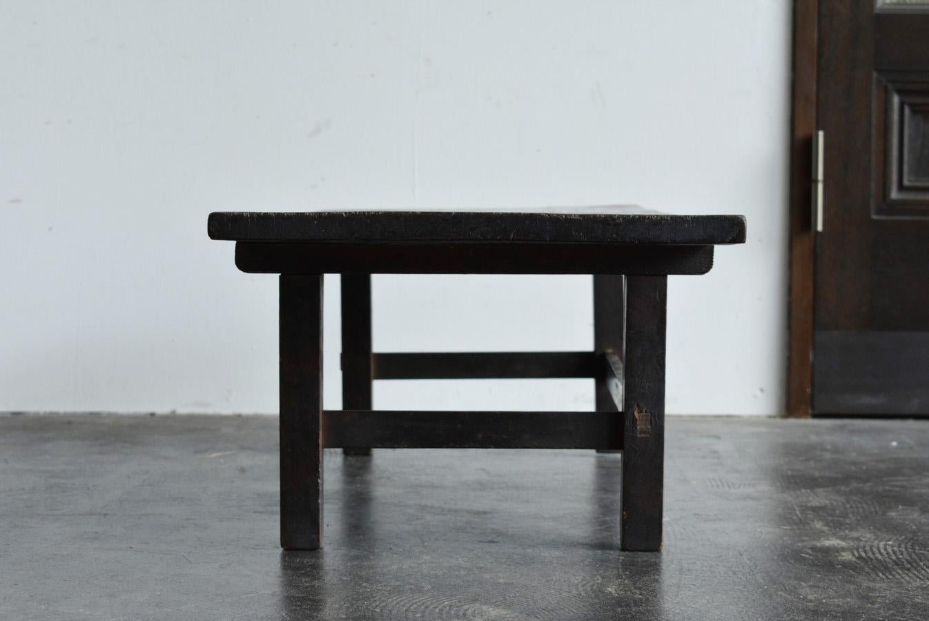 Rare Japanese Antique Wooden Black Low Table/Wabisabi Sofa Table/1800s/Edo-Meiji For Sale 9