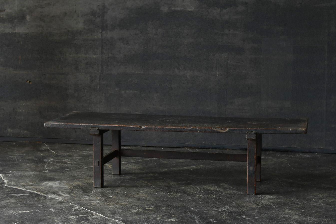 Rare Japanese Antique Wooden Black Low Table/Wabisabi Sofa Table/1800s/Edo-Meiji For Sale 10