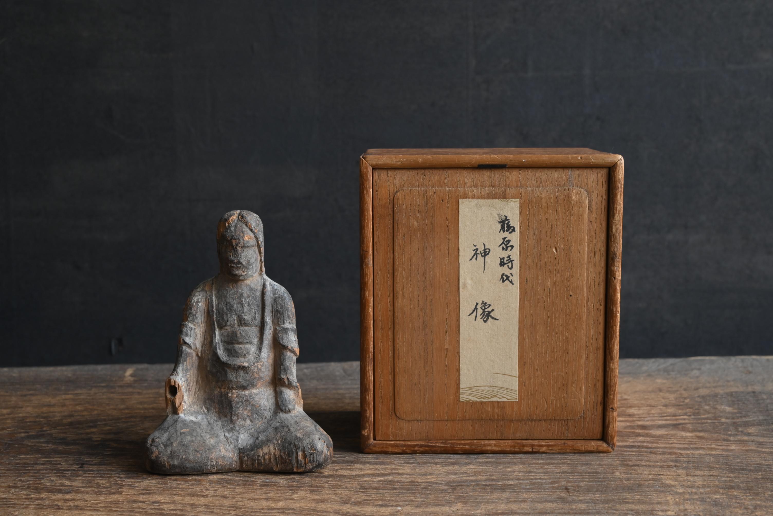 Cypress Rare Japanese antique wooden god statue /12th century/small wabi-sabi figurines For Sale