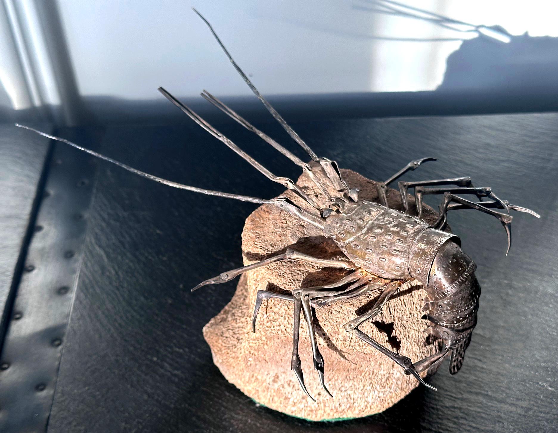 Rare homard japonais articulé Jizai Okimono Myochin Hiroyoshi Meiji en vente 6