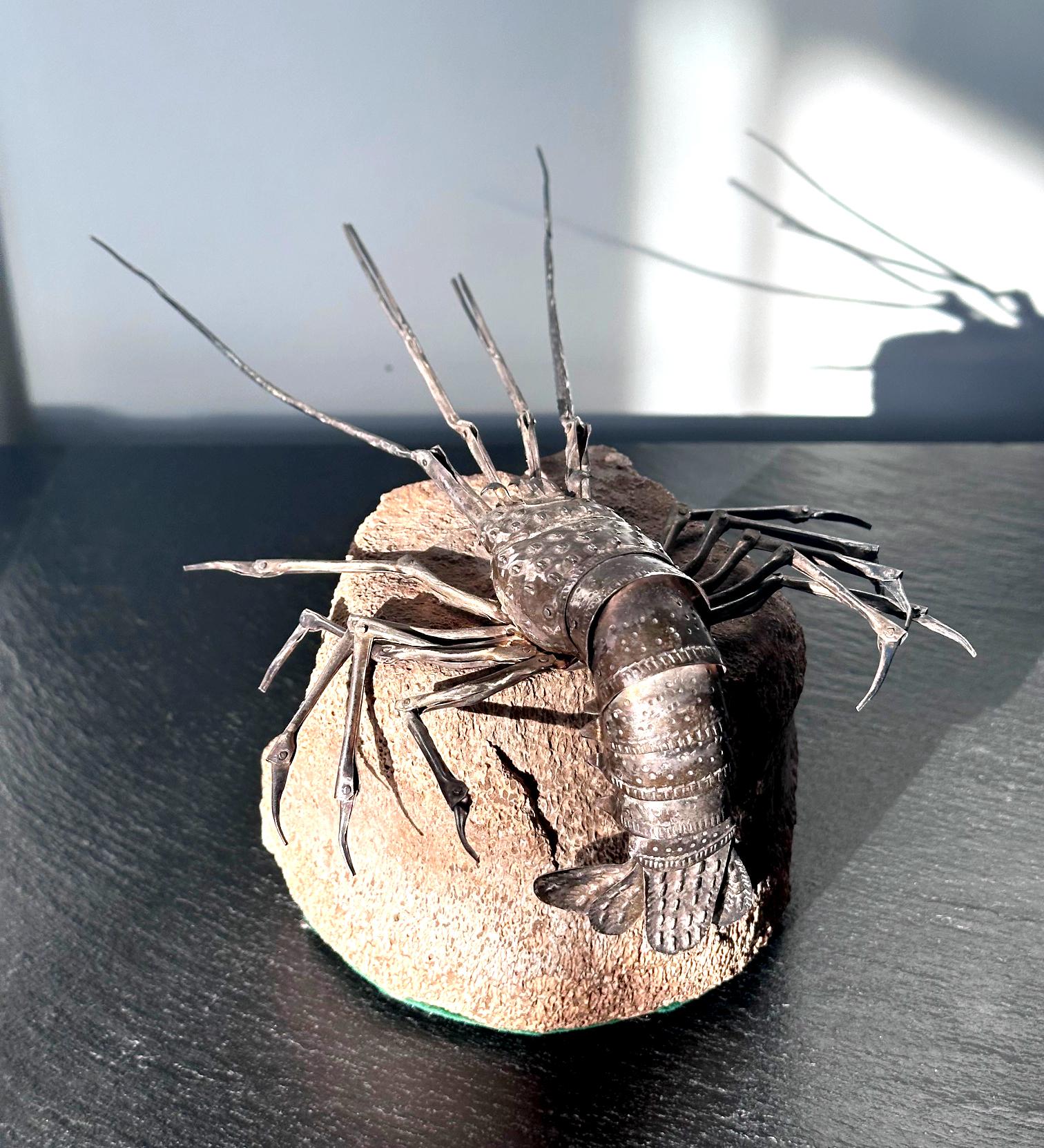 Rare homard japonais articulé Jizai Okimono Myochin Hiroyoshi Meiji en vente 7