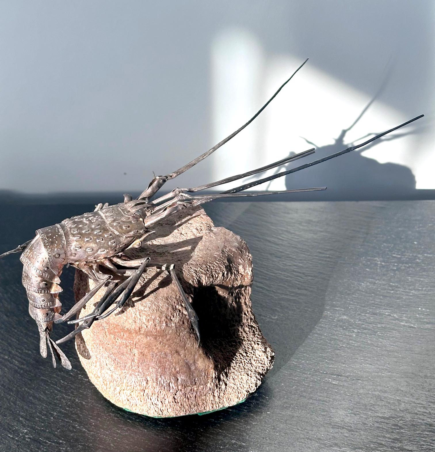 Rare homard japonais articulé Jizai Okimono Myochin Hiroyoshi Meiji en vente 8
