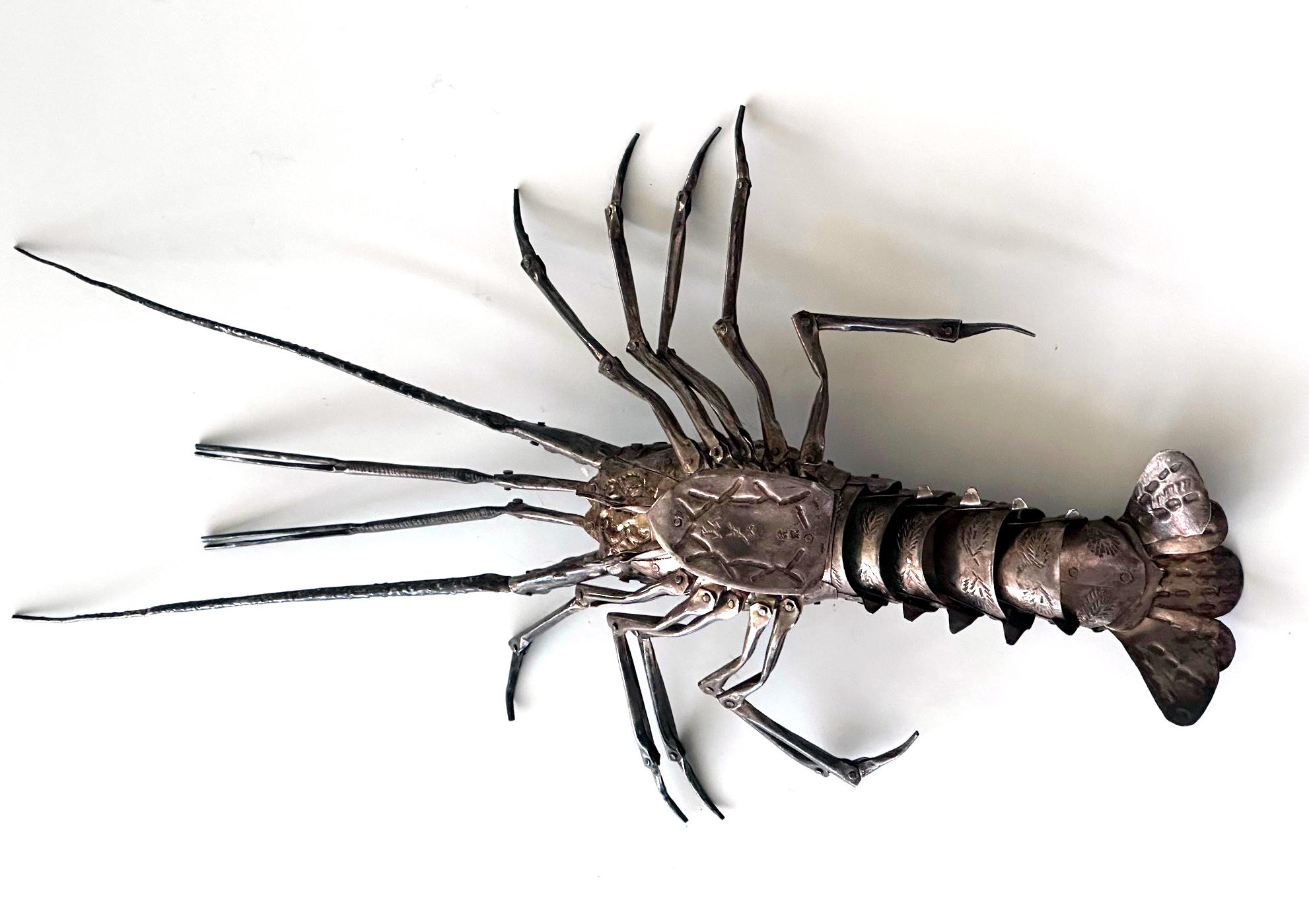Rare homard japonais articulé Jizai Okimono Myochin Hiroyoshi Meiji en vente 3