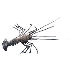 Rare Japanese Articulate Silver Lobster Jizai Okimono Myochin Hiroyoshi Meiji