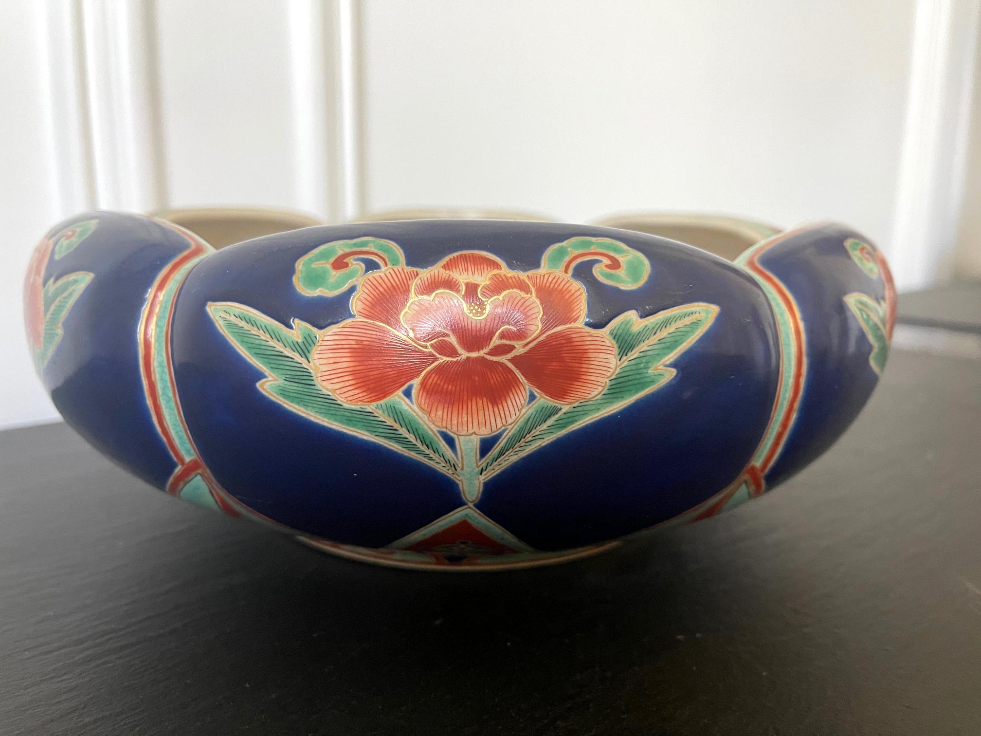 Rare Japanese Ceramic Glazed Bowl Makuzu Kozan Meiji Period For Sale 6