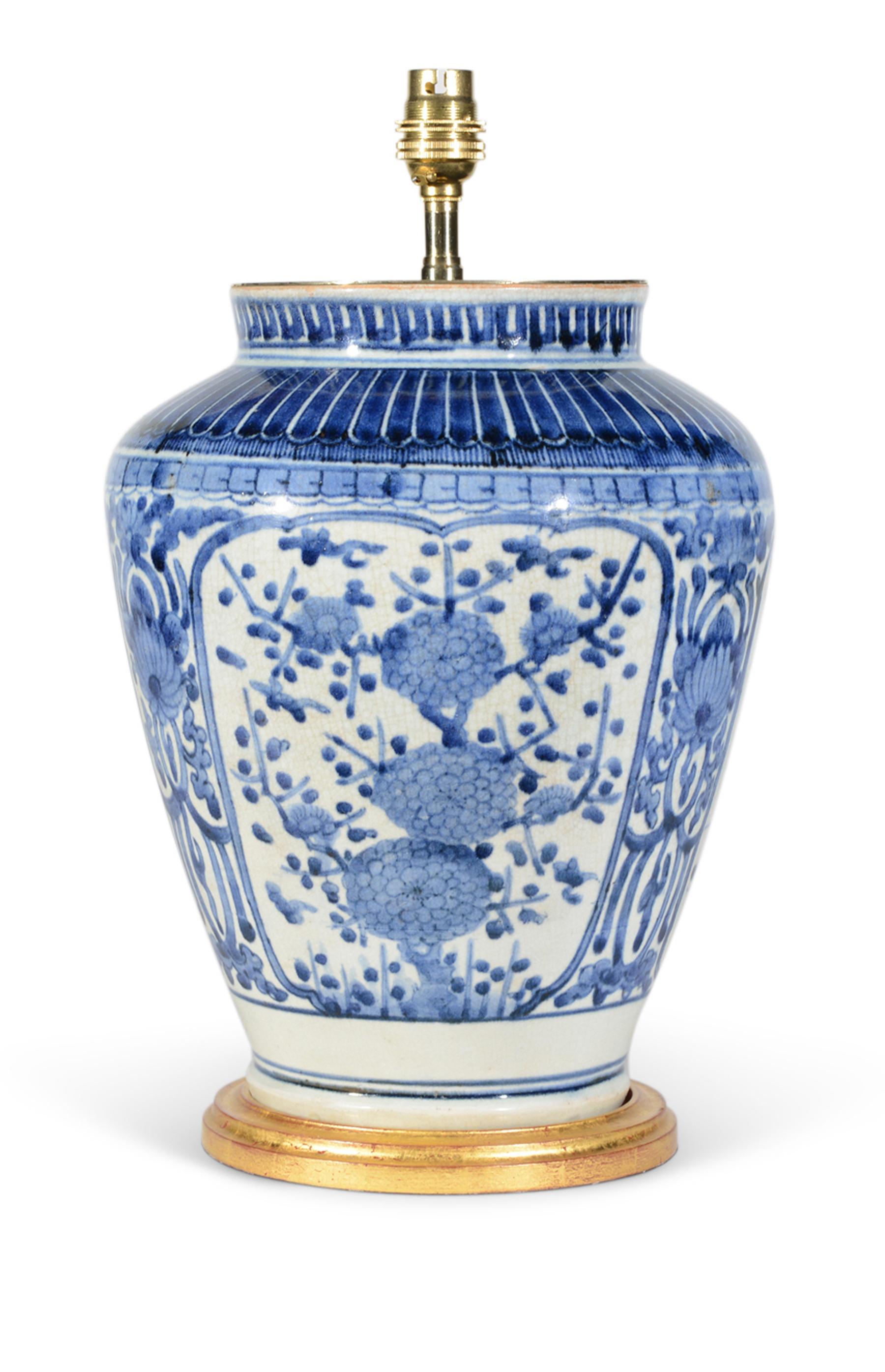 Glazed Japanese Arita Blue and White Early 18th Century Antique Table Lamp For Sale