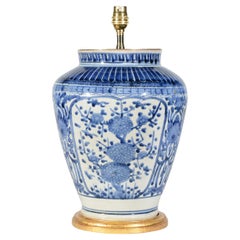 Japanese Arita Blue and White Early 18th Century Antique Table Lamp