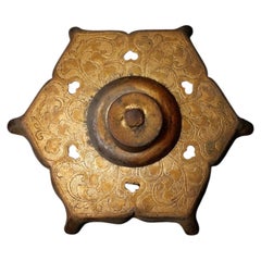 Rare Japanese Gilt Copper Temple Nail Cover (Nageshikazari), Edo Period