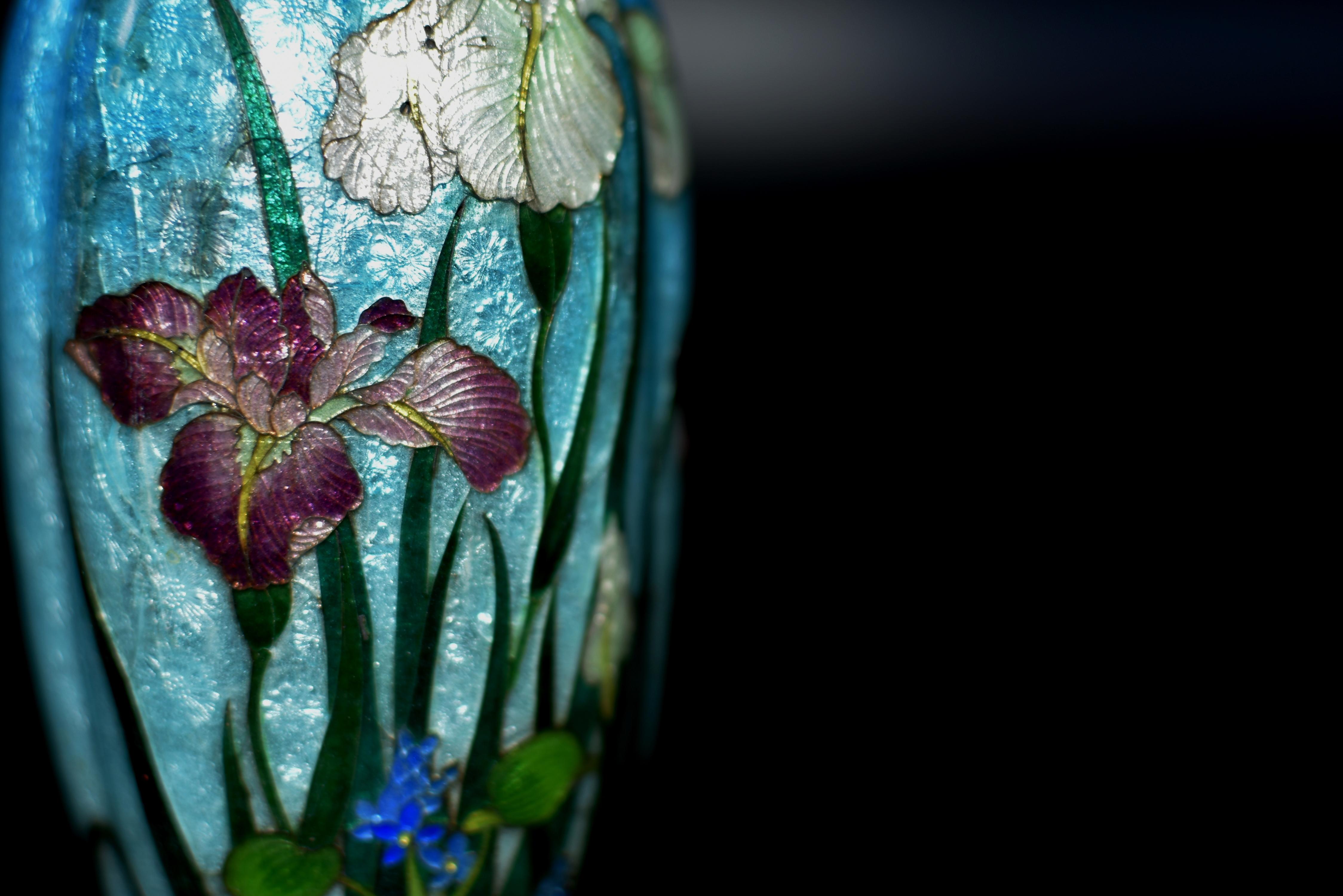 Rare Japanese Ginbari Cloisonne Vase Irises by Kumeno Teitaro 19th Century For Sale 10