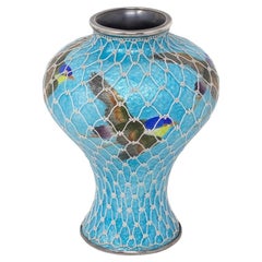 Rare Japanese Meiji Period Moriage Cloisonne Enamel Vase