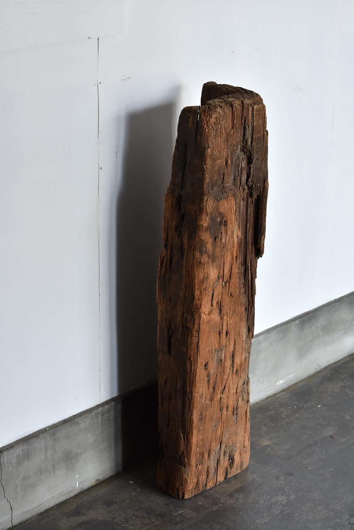 Rare Japanese Old Wooden Water Pipe 'Edo Period' / Antique Wabi-Sabi Wooden Sign 5