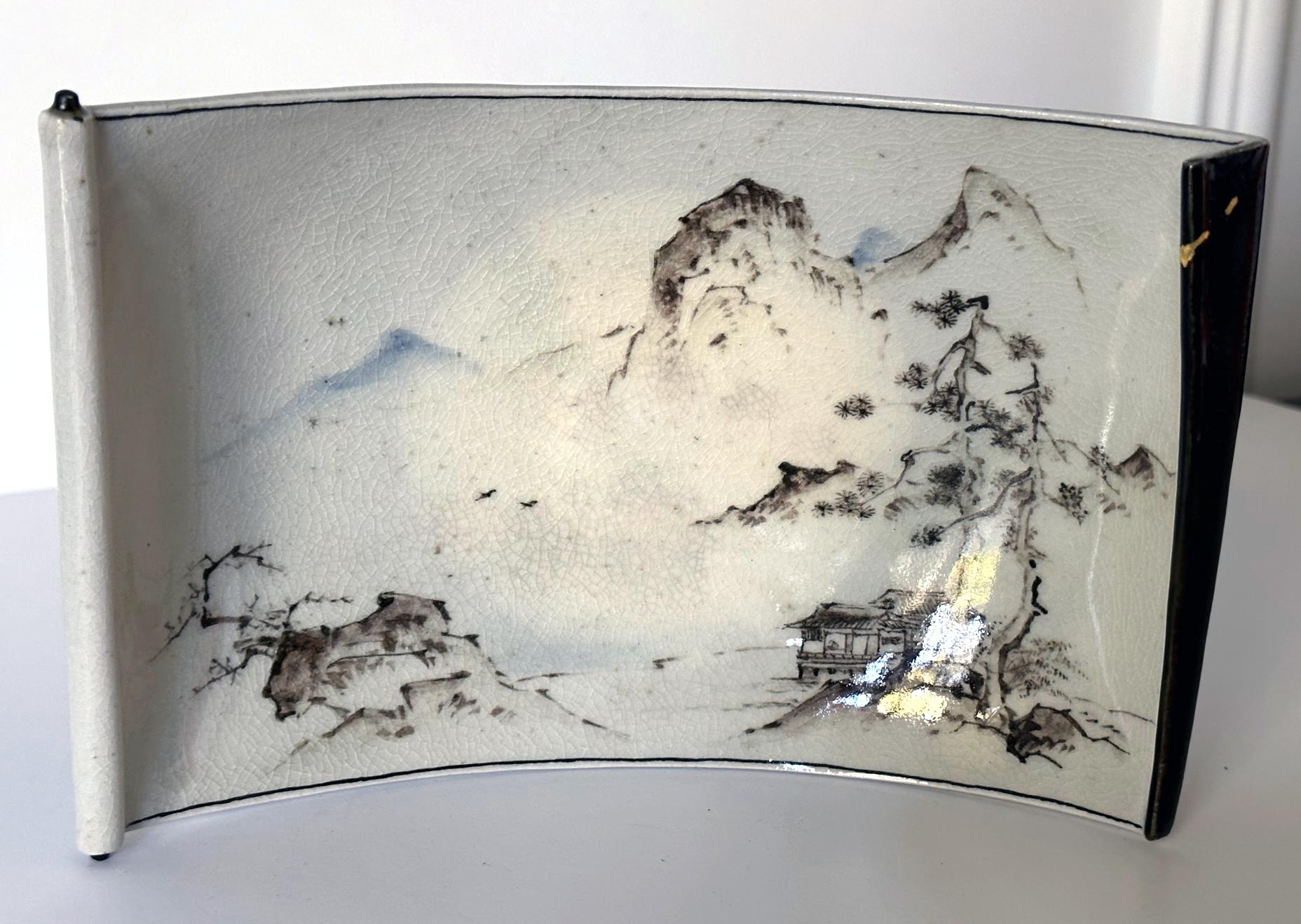 Rare Japanese Porcelain Painted Footed Dish Makuzu Kozan For Sale 11