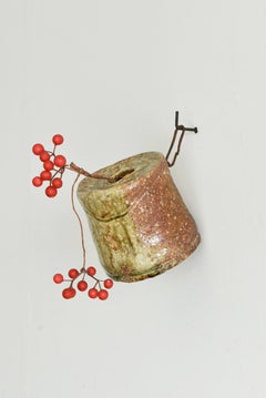 Rare Japanese Small Wall-Mounted Pottery Jar/1573-1650/Beautiful Glaze