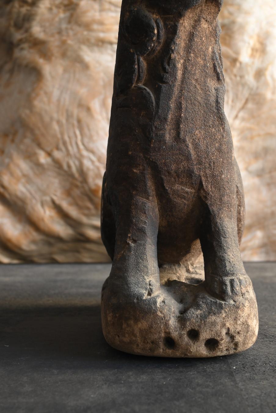 Rare Japanese stone guardian dog/1800s/Small 