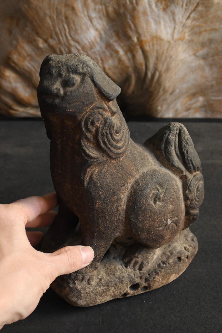 Edo Rare Japanese stone guardian dog/1800s/Small 