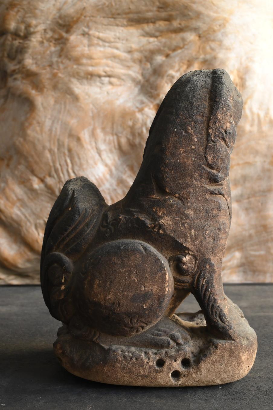 19th Century Rare Japanese stone guardian dog/1800s/Small 