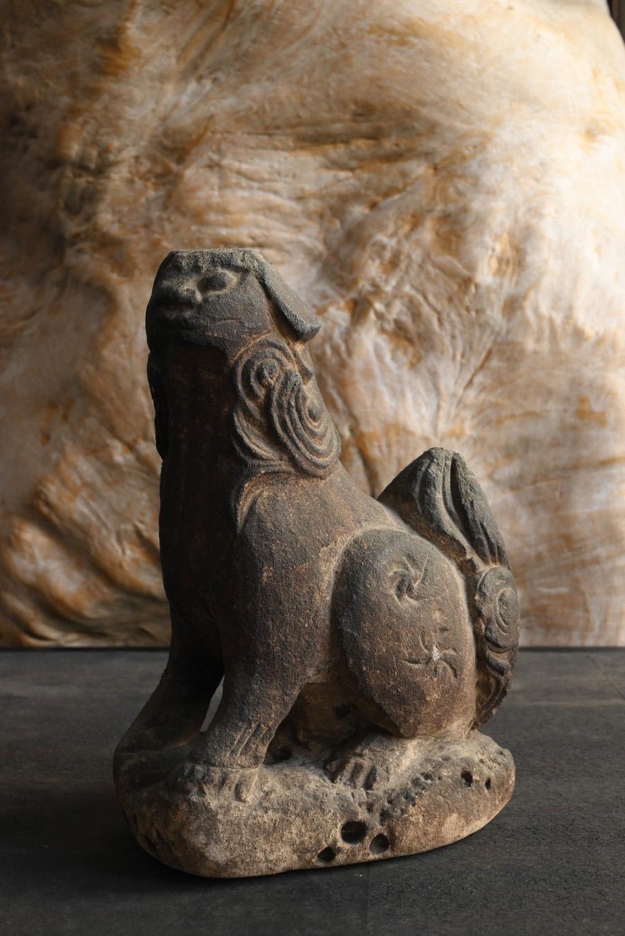 Rare Japanese stone guardian dog/1800s/Small 