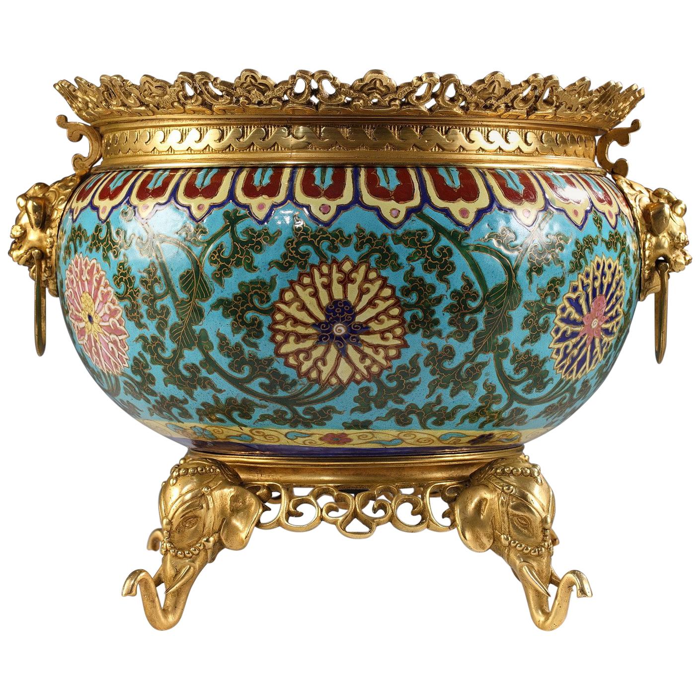 Rare Japanese Style Planter by L'Escalier de Cristal, France, Circa 1880 For Sale