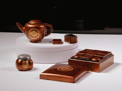 Rare Japanese Taishō Maki-e Lacquer Miniature Tea Cabinet with Sakura Crest