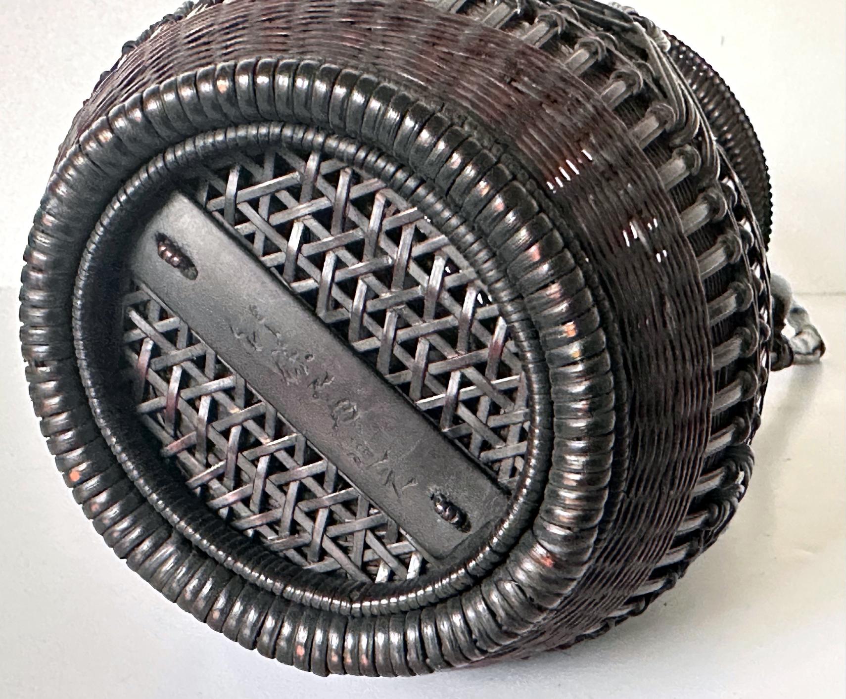 Seltener japanischer gewebter Bambuskorb Tanabe Chikuhosai Originalverpackung im Angebot 9