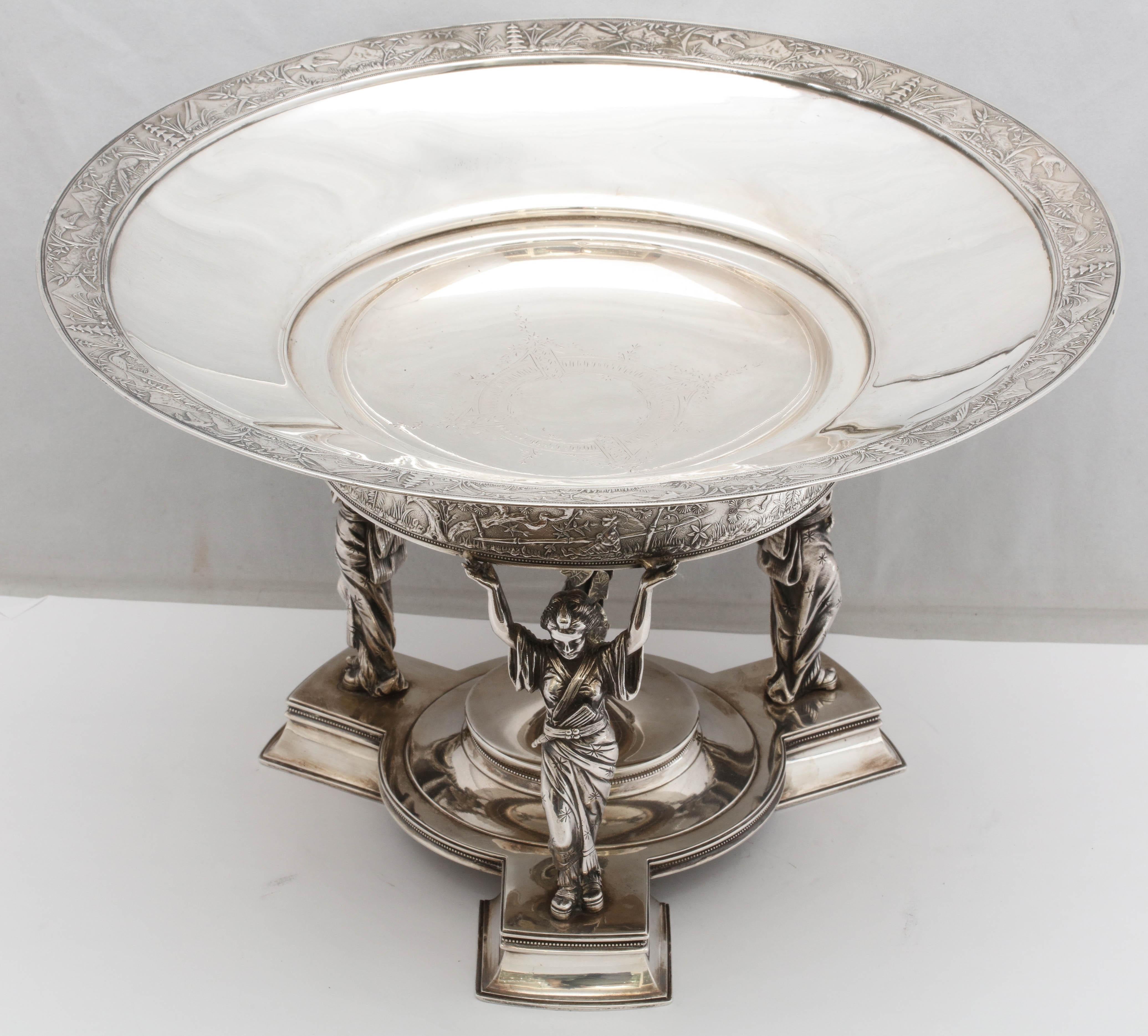 Rare Japonesque Sterling Silver Footed Centerpiece Bowl by Gorham 4