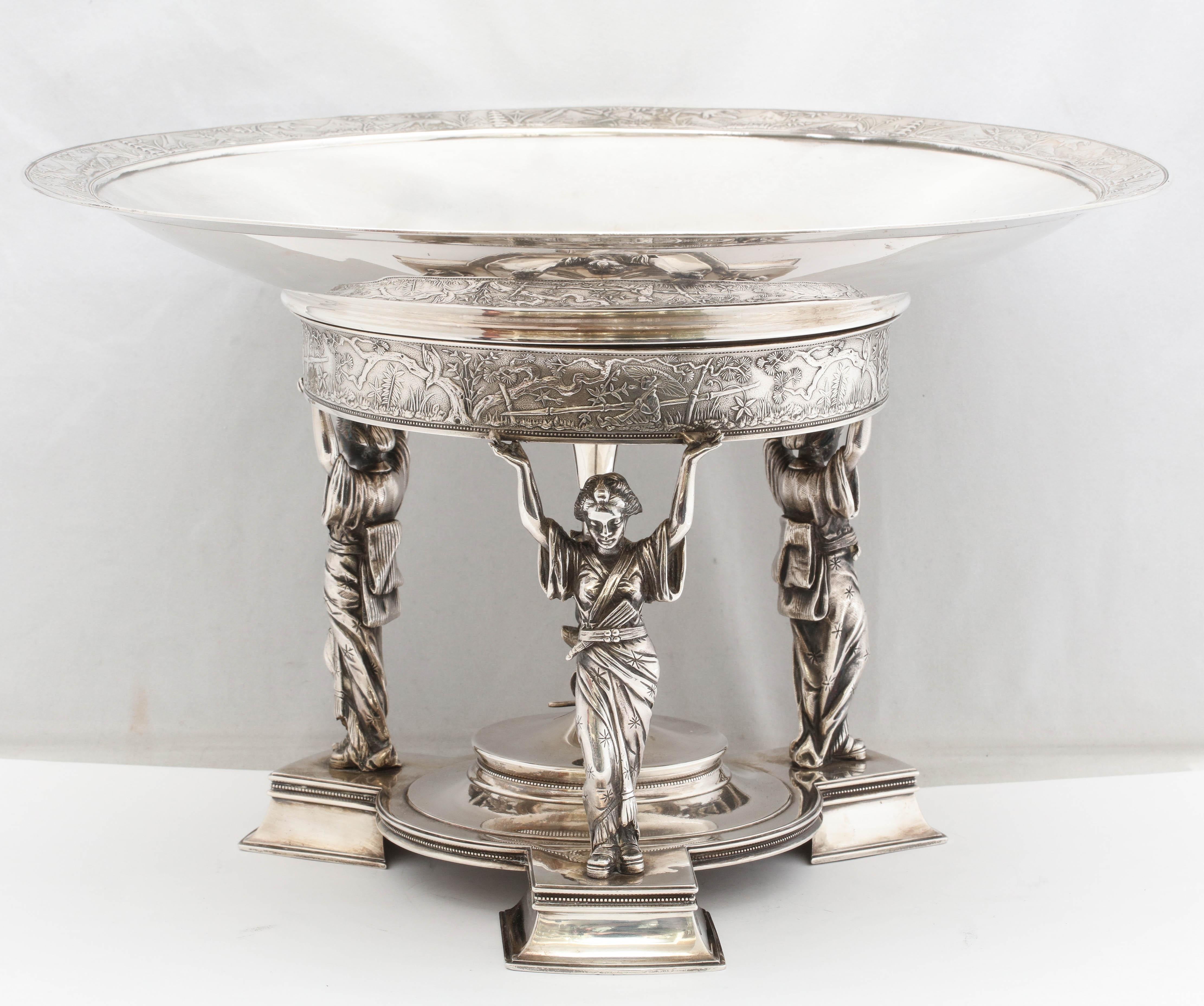 Japonisme Rare Japonesque Sterling Silver Footed Centerpiece Bowl by Gorham