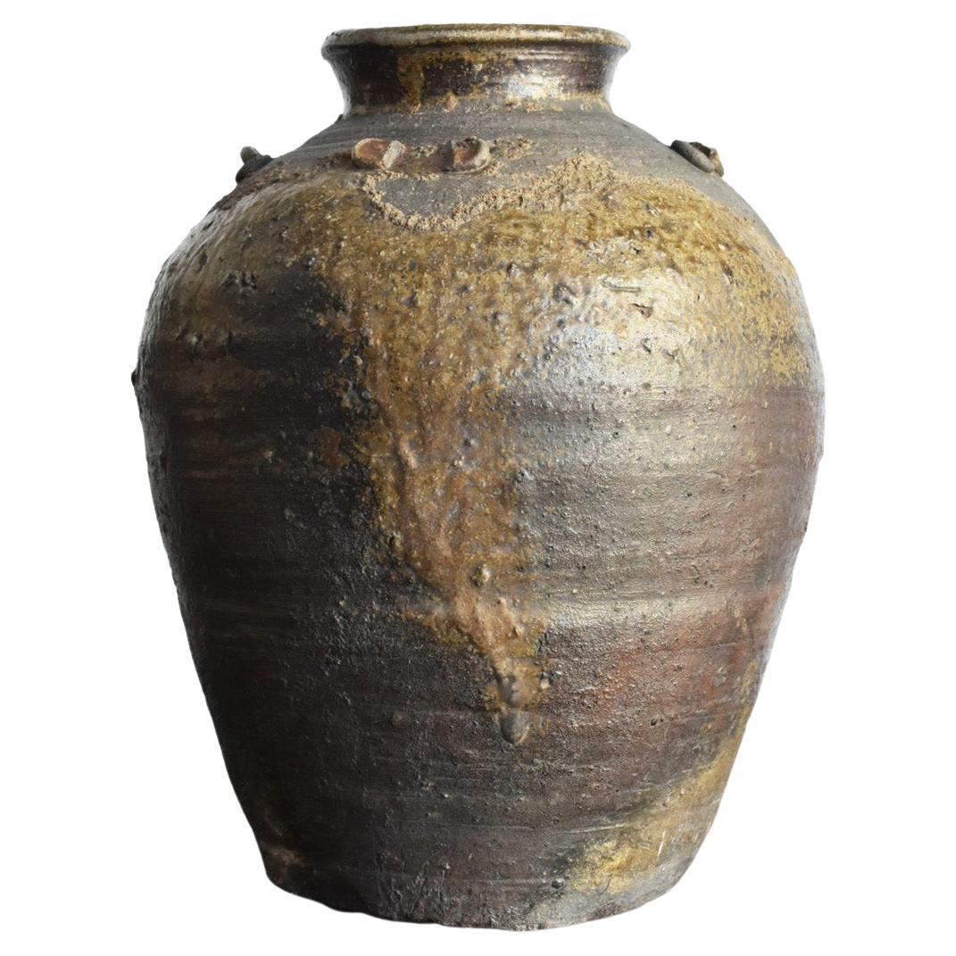 Rare vase à glaçure naturelle du Japon dans les années 1500 / Bizen Ware / Wabi-Sabi Jar