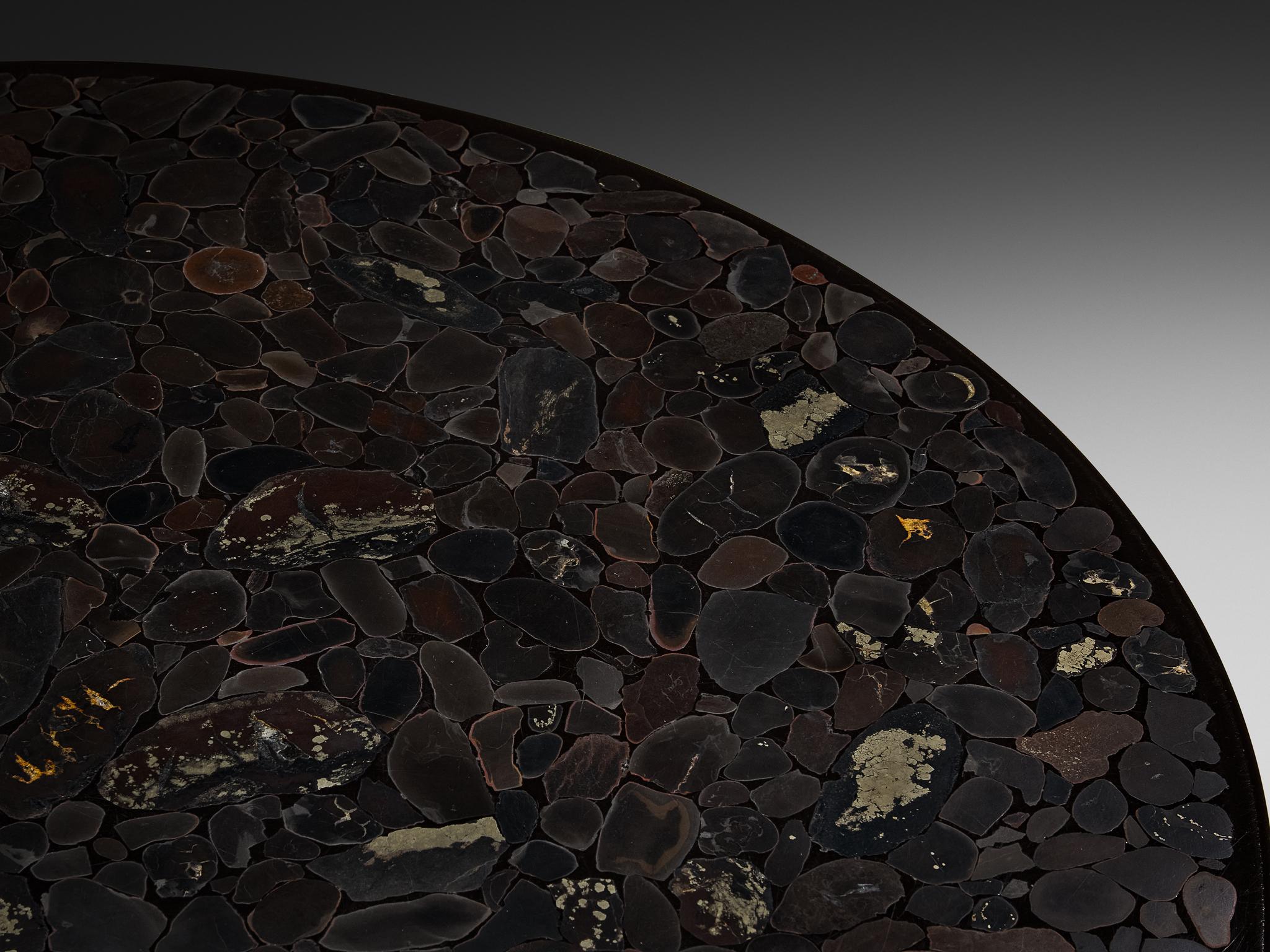 Postmoderne Rare table basse en mosaïque de Jean Claude Dresse en hématite en vente