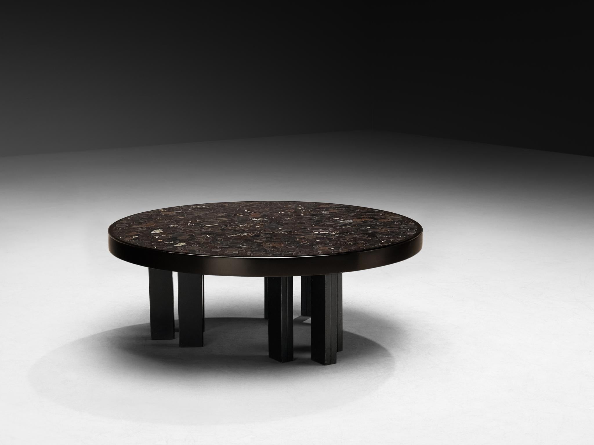 Fin du 20e siècle Rare table basse en mosaïque de Jean Claude Dresse en hématite en vente