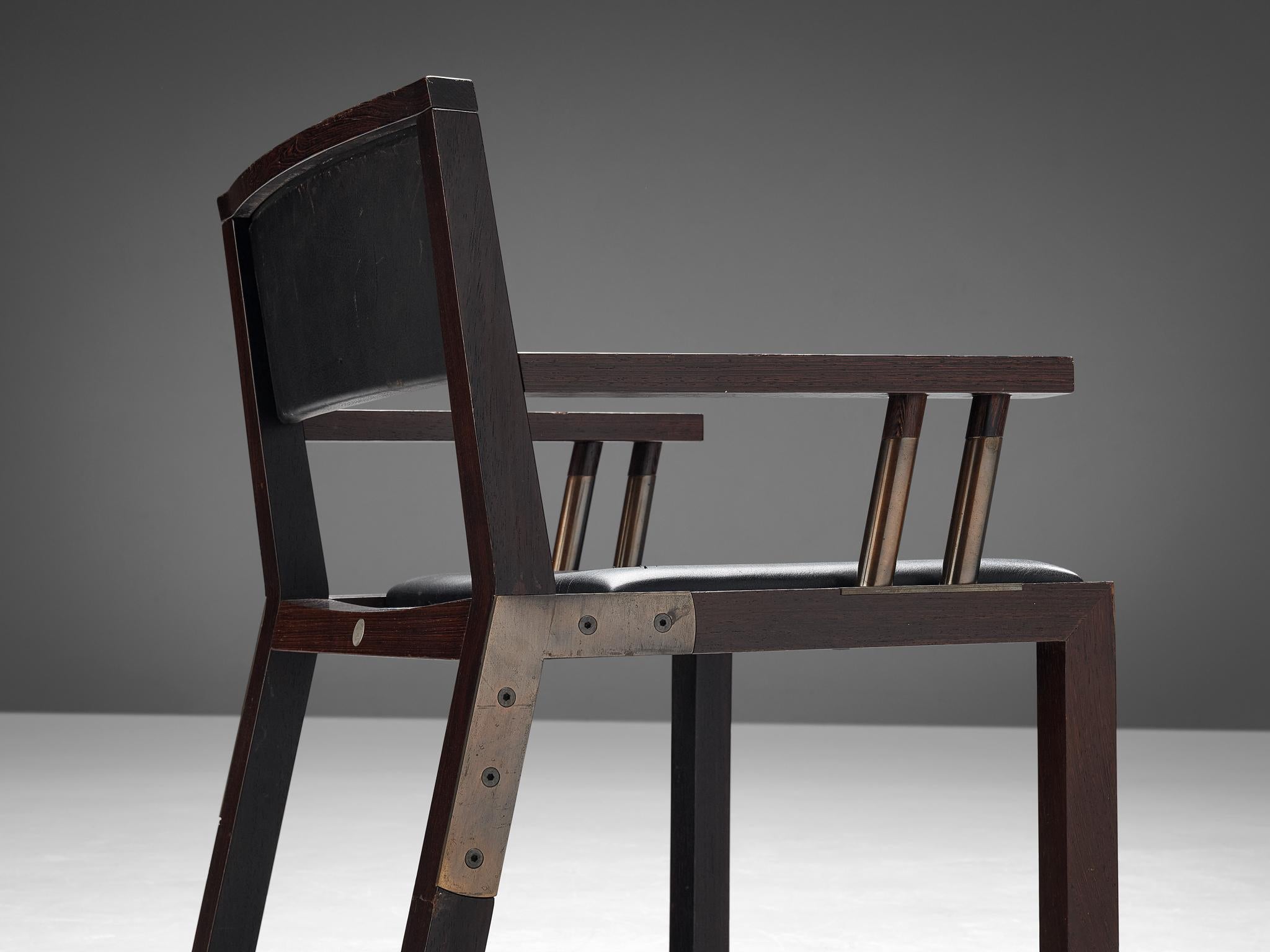 Mid-Century Modern Rare ensemble de six chaises de salle à manger Jean-Michel Wilmotte 'Grand Louvre' en wengé  en vente