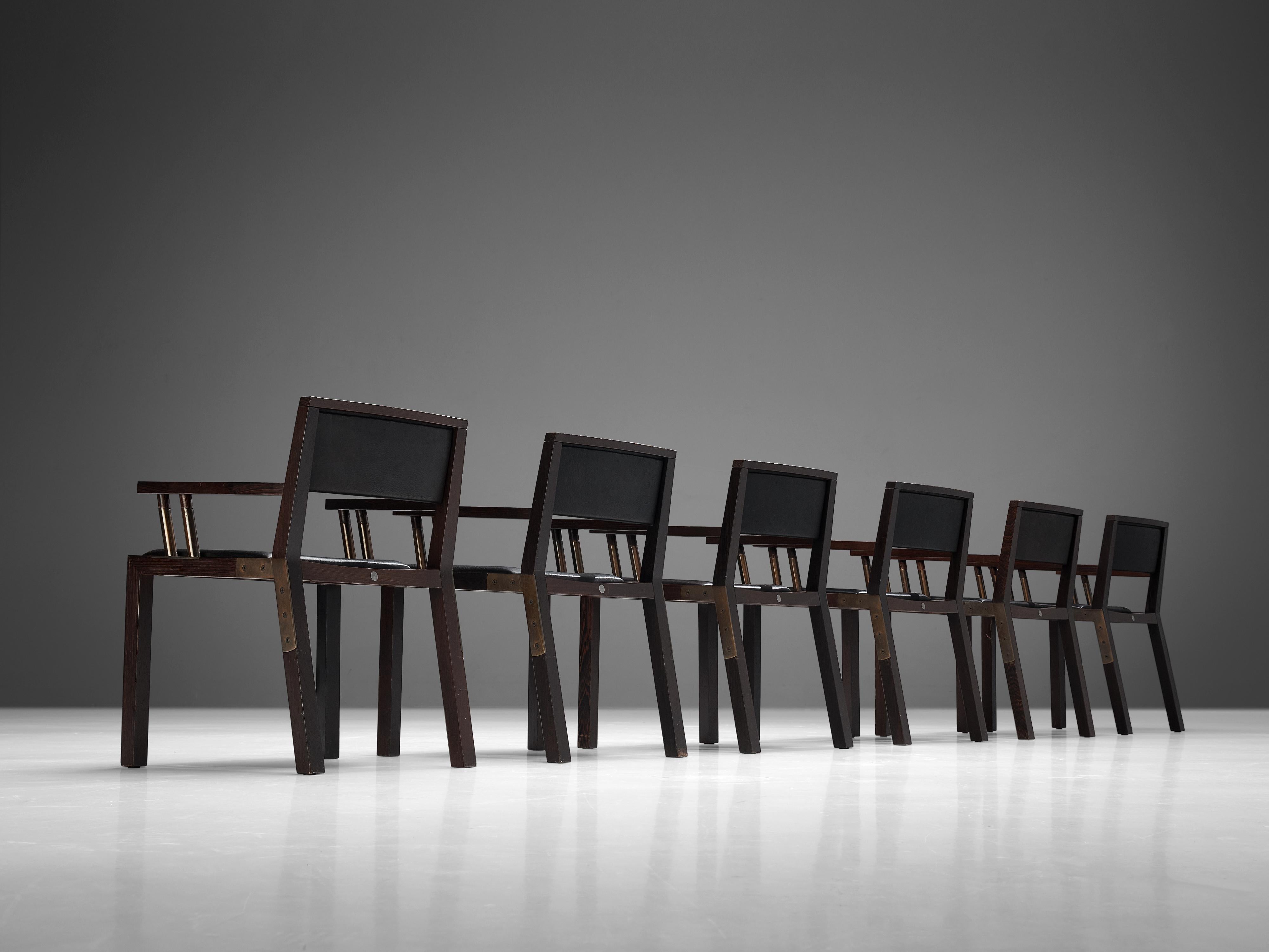 Mid-Century Modern Rare Jean-Michel Wilmotte ‘Grand Louvre’ Set of Six Dining Chairs in Wenge