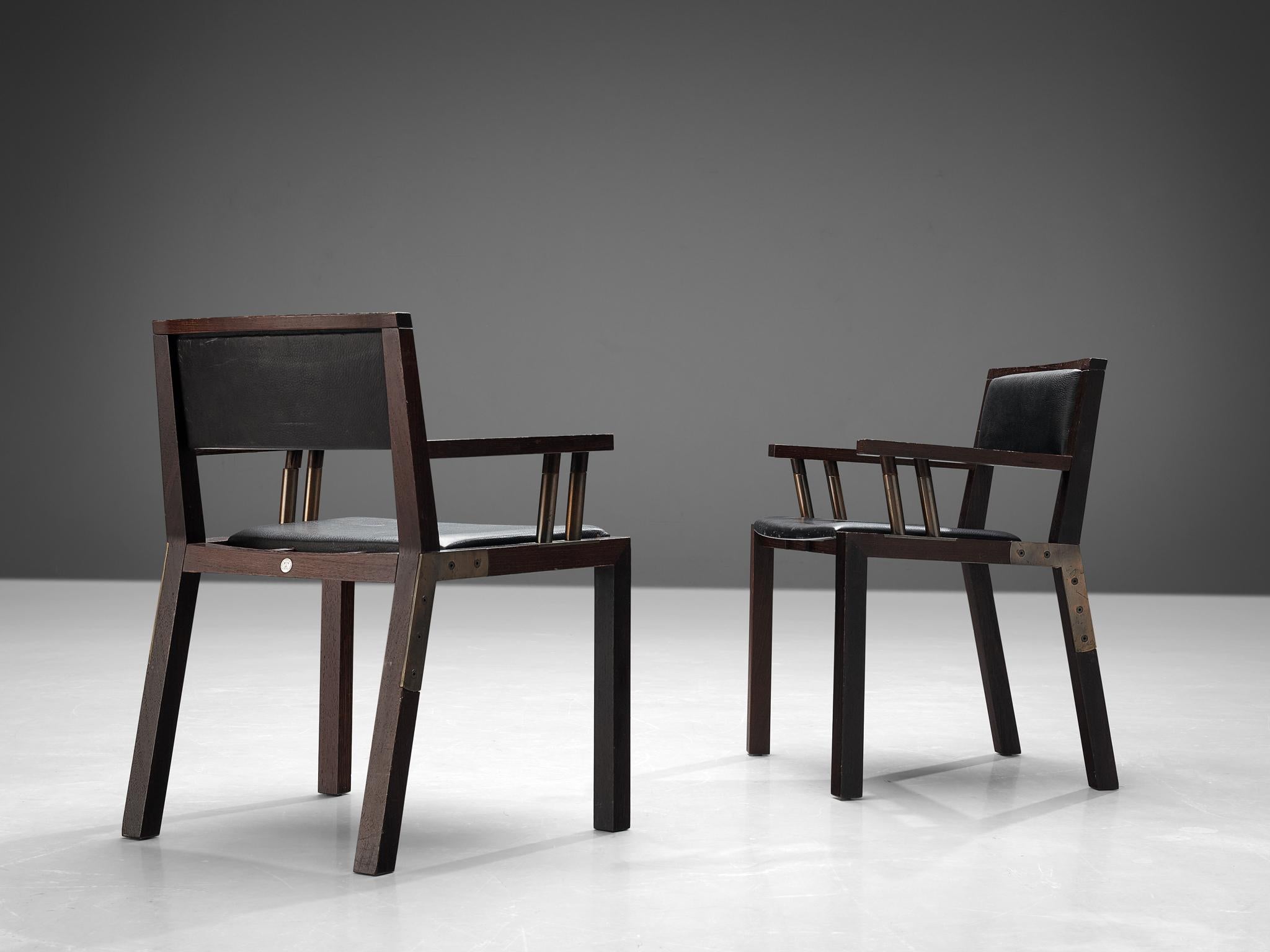 Fin du 20e siècle Rare ensemble de six chaises de salle à manger Jean-Michel Wilmotte 'Grand Louvre' en wengé  en vente