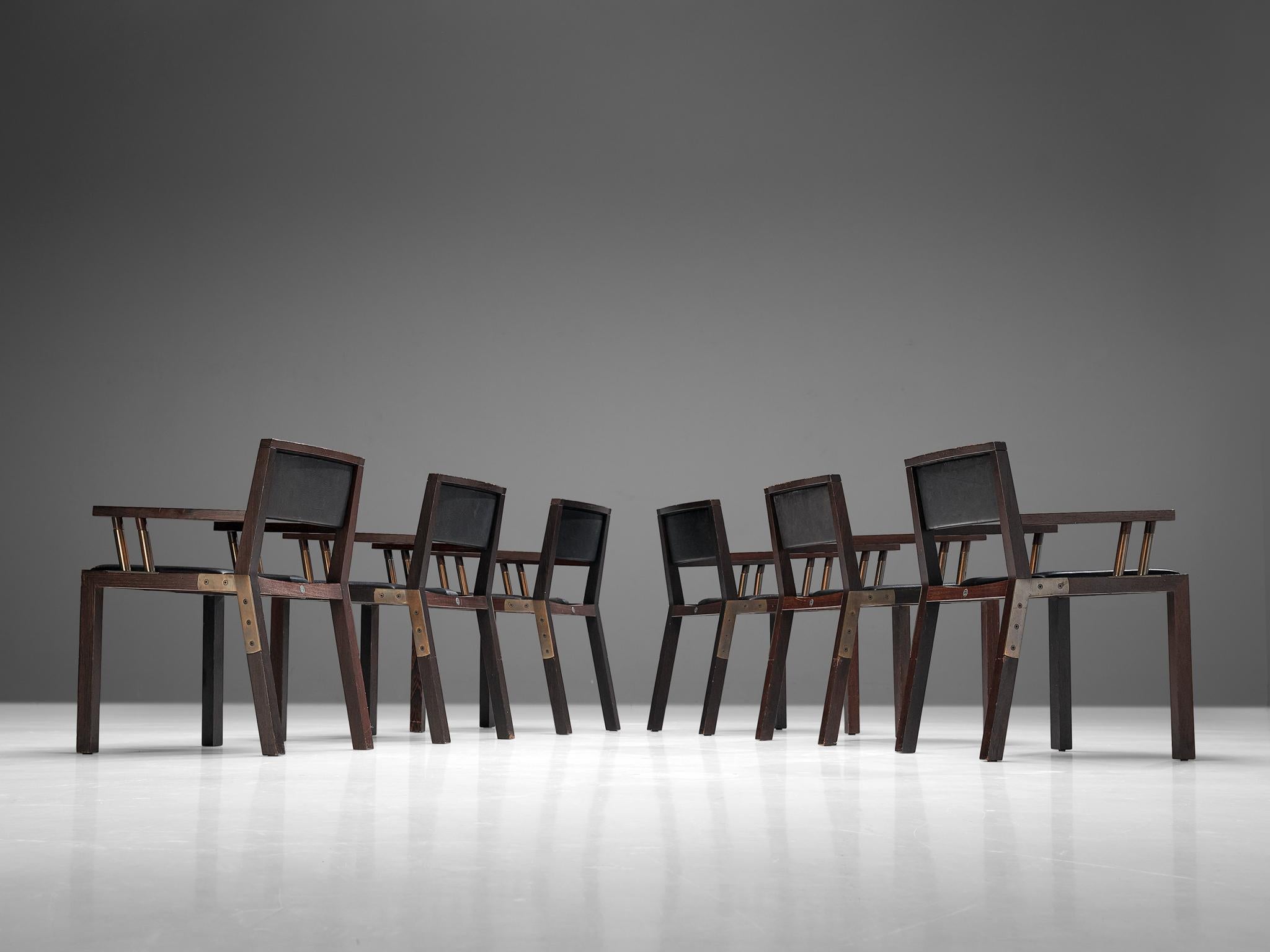 Rare ensemble de six chaises de salle à manger Jean-Michel Wilmotte 'Grand Louvre' en wengé  en vente 1