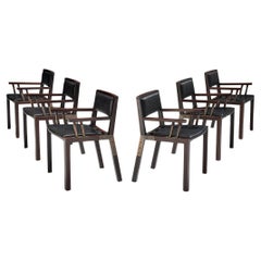 Vintage Rare Jean-Michel Wilmotte ‘Grand Louvre’ Set of Six Dining Chairs in Wenge 