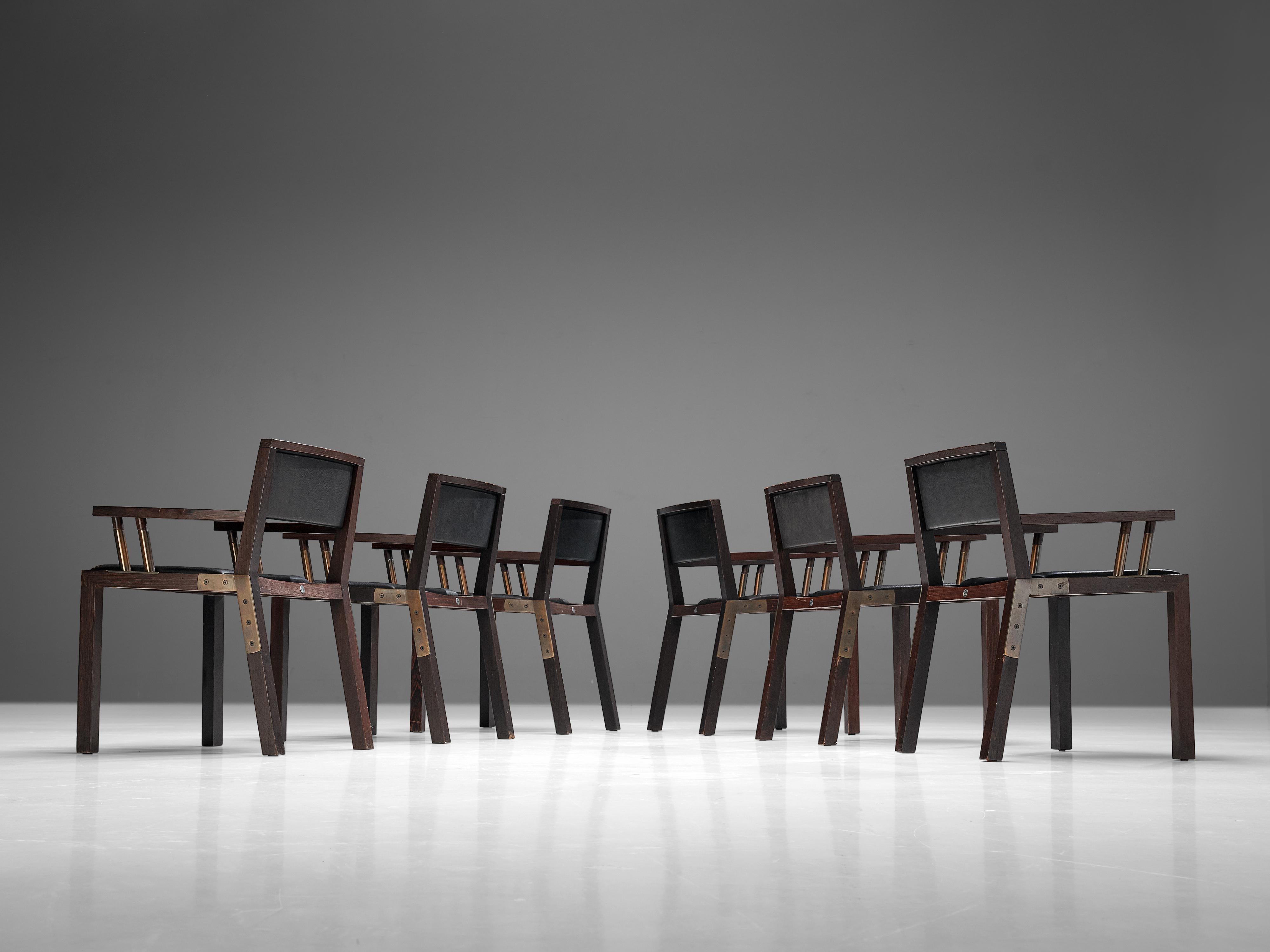 Rare Jean-Michel Wilmotte Set of Six  ‘Grand Louvre’ Dining Chairs in Wenge For Sale 2