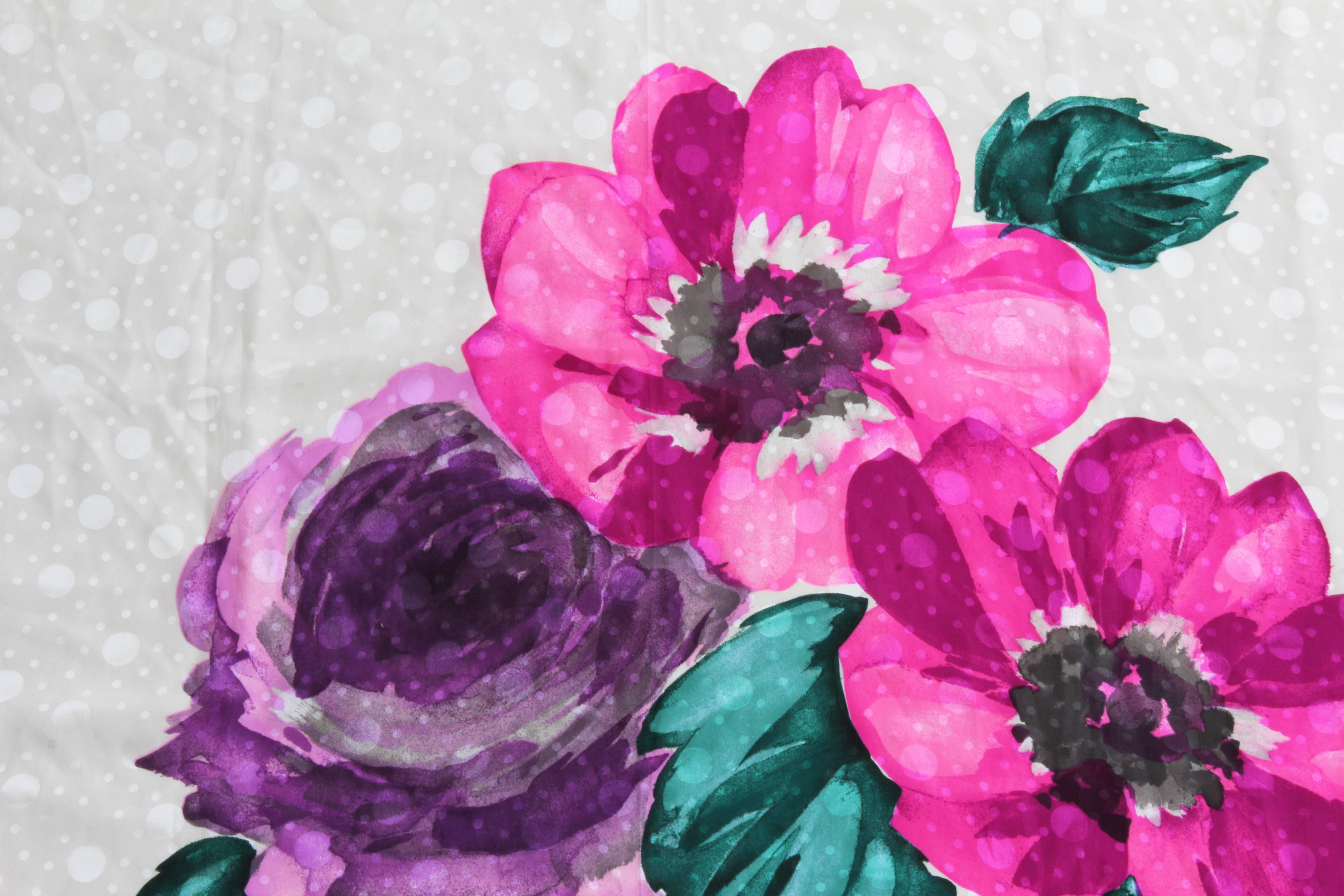 Gray Rare Jean Patou Silk Jacquard Scarf Shawl Bold Floral Watercolor Print 35in 
