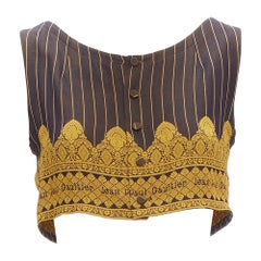 rare JEAN PAUL GAULTIER FEMME Vintage Maharaja brown logo crop top IT40 S
