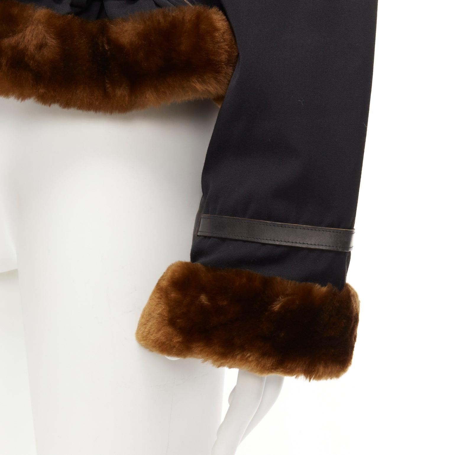 rare JEAN PAUL GAULTIER HOMME wool brown faux fur aviator flight jacket IT50 L For Sale 4