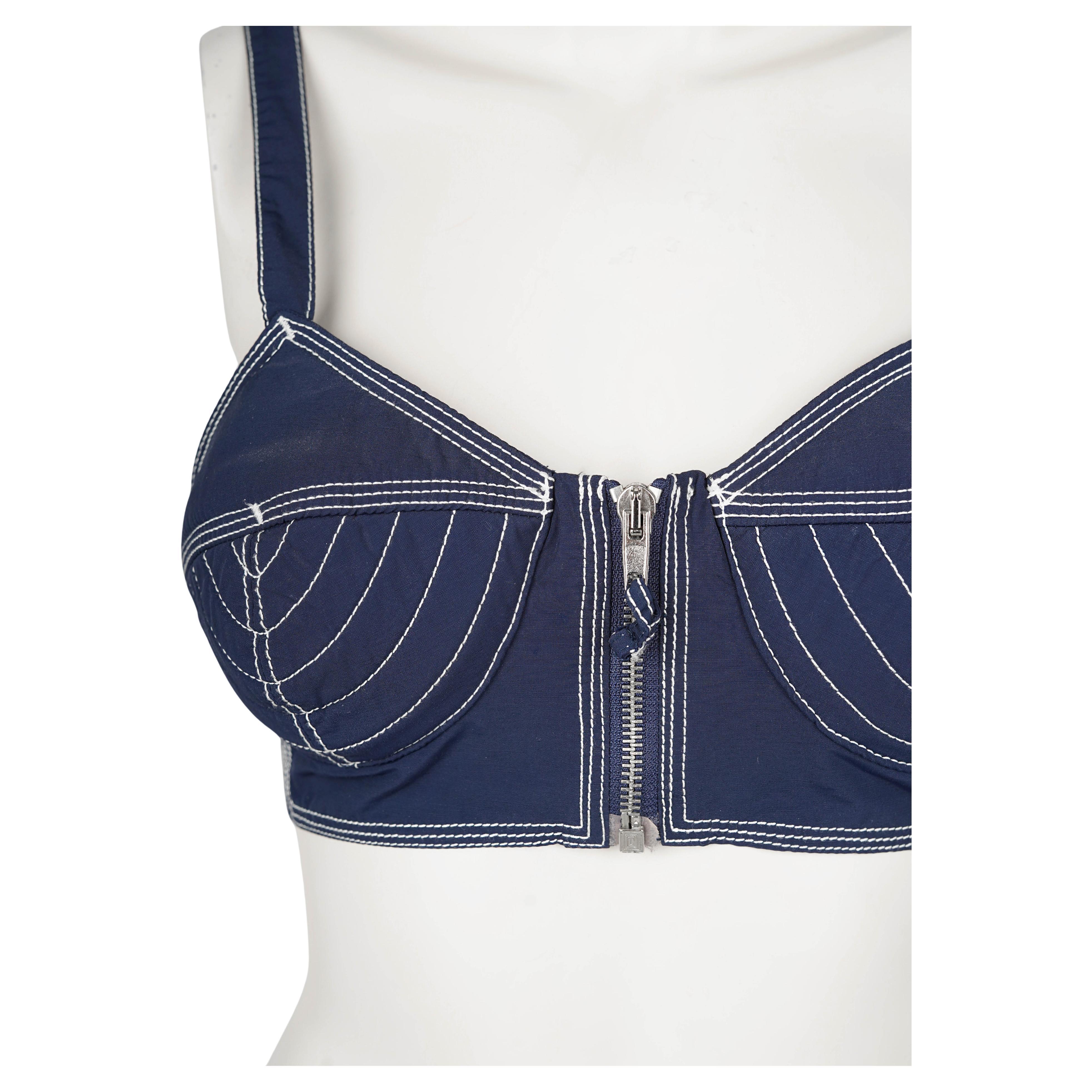 Raro Top de sujetador cónico de la línea Junior Gaultier de Jean Paul Gaultier, F/W 1987 Gris en venta