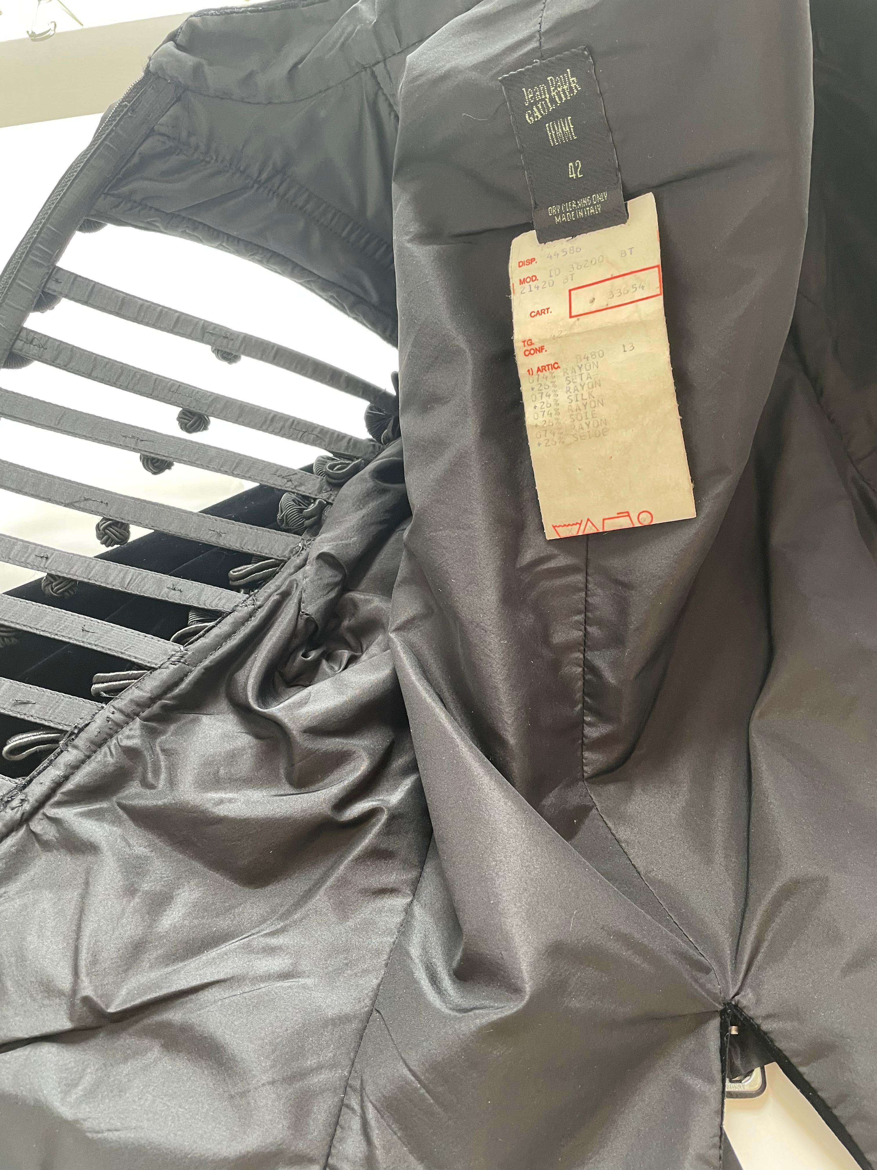 RARE Jean Paul Gaultier Velvet Silk Cage Corset Jacket For Sale 5