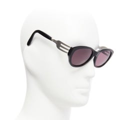 rare JEAN PAUL GAULTIER Vintage 56-3 silver fork temple black acetate sunglasses