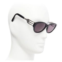 rare JEAN PAUL GAULTIER Vintage 56-3 silver fork temple black acetate sunglasses