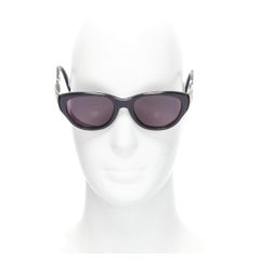 rare JEAN PAUL GAULTIER Vintage 56-3 silver fork temple black acetate sunglasses