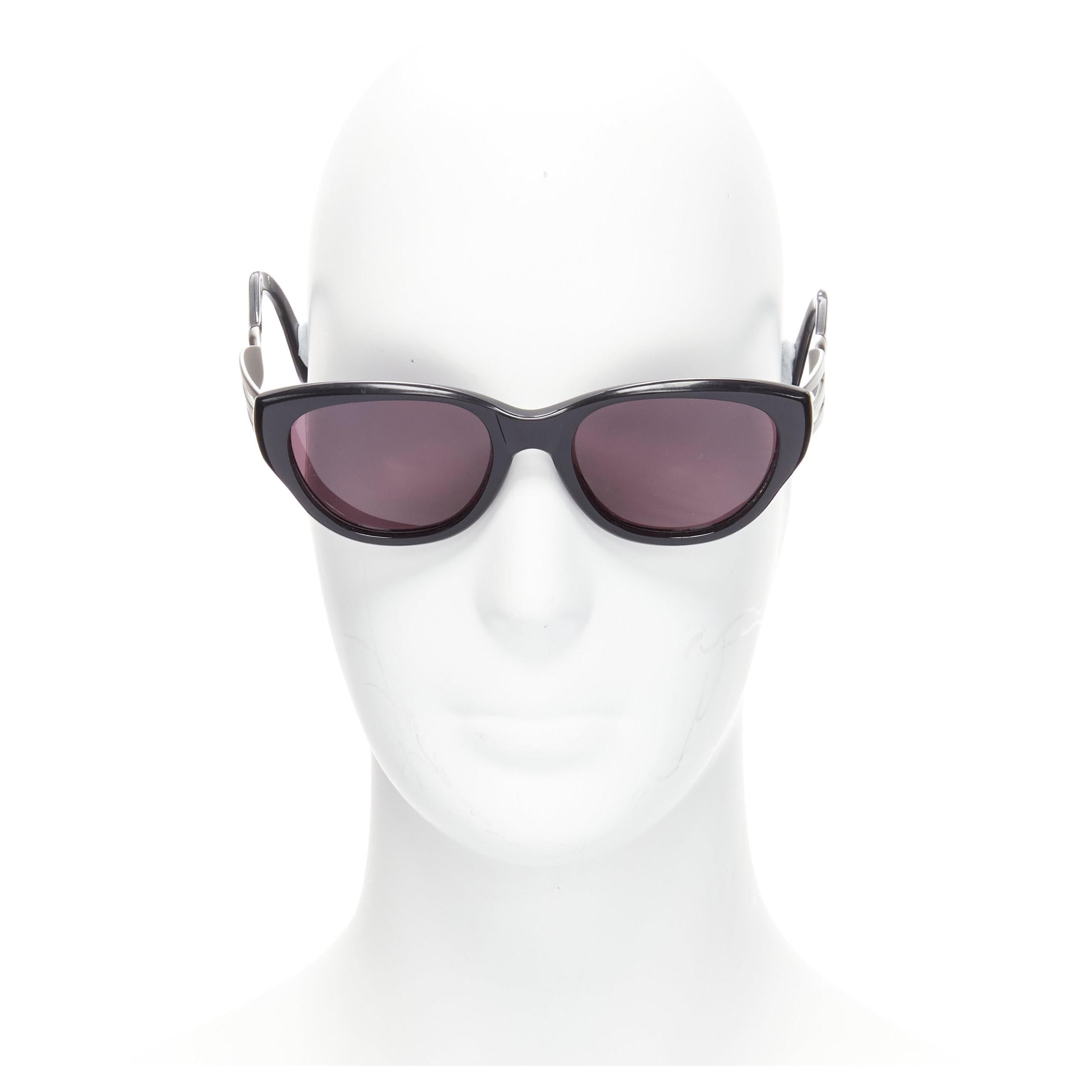rare JEAN PAUL GAULTIER Vintage 56-3 silver fork temple black acetate sunglasses For Sale