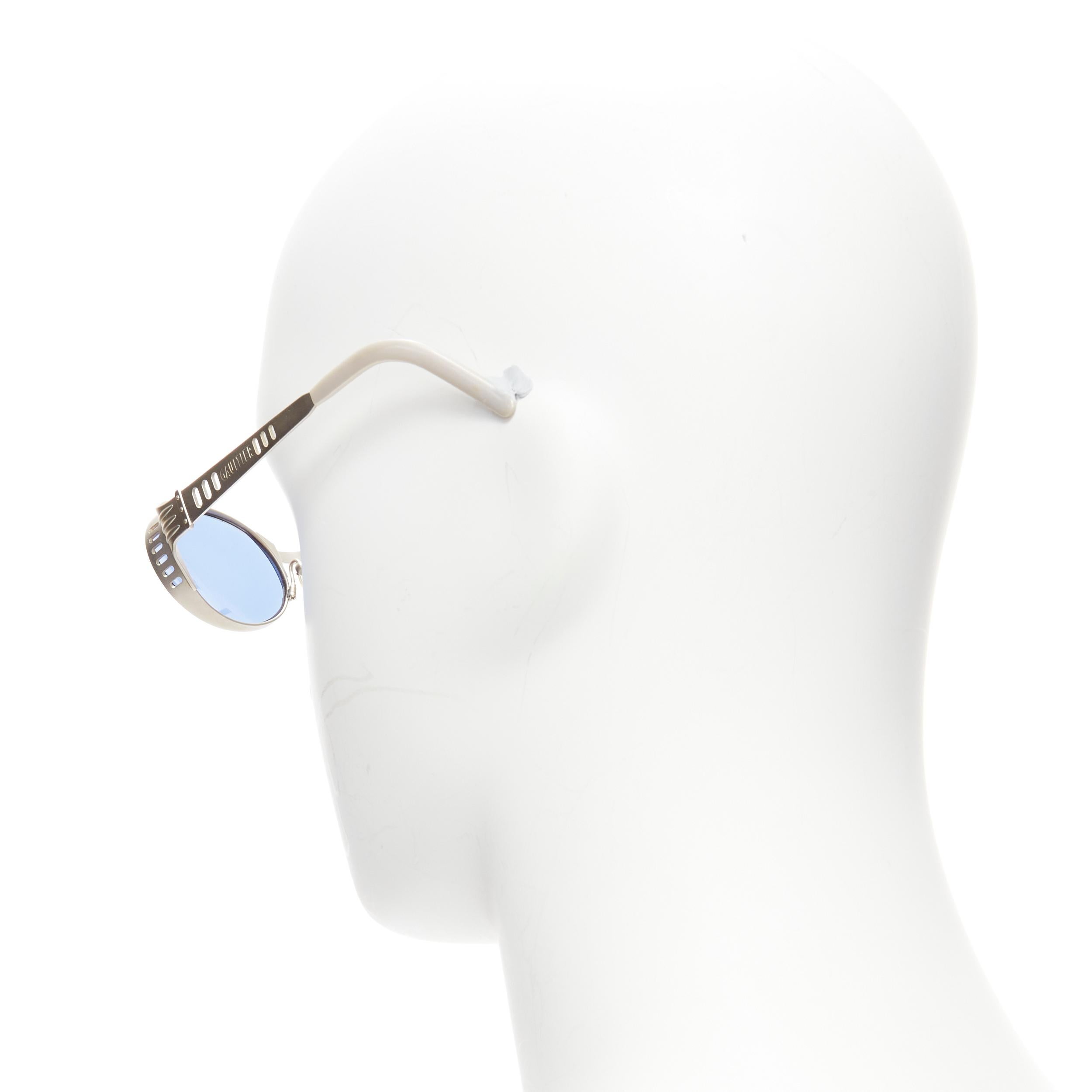 raras gafas de sol redondas JEAN PAUL GAULTIER Vintage 56-6102 azul steam punk plateado en Bastante bueno estado para la venta en Hong Kong, NT