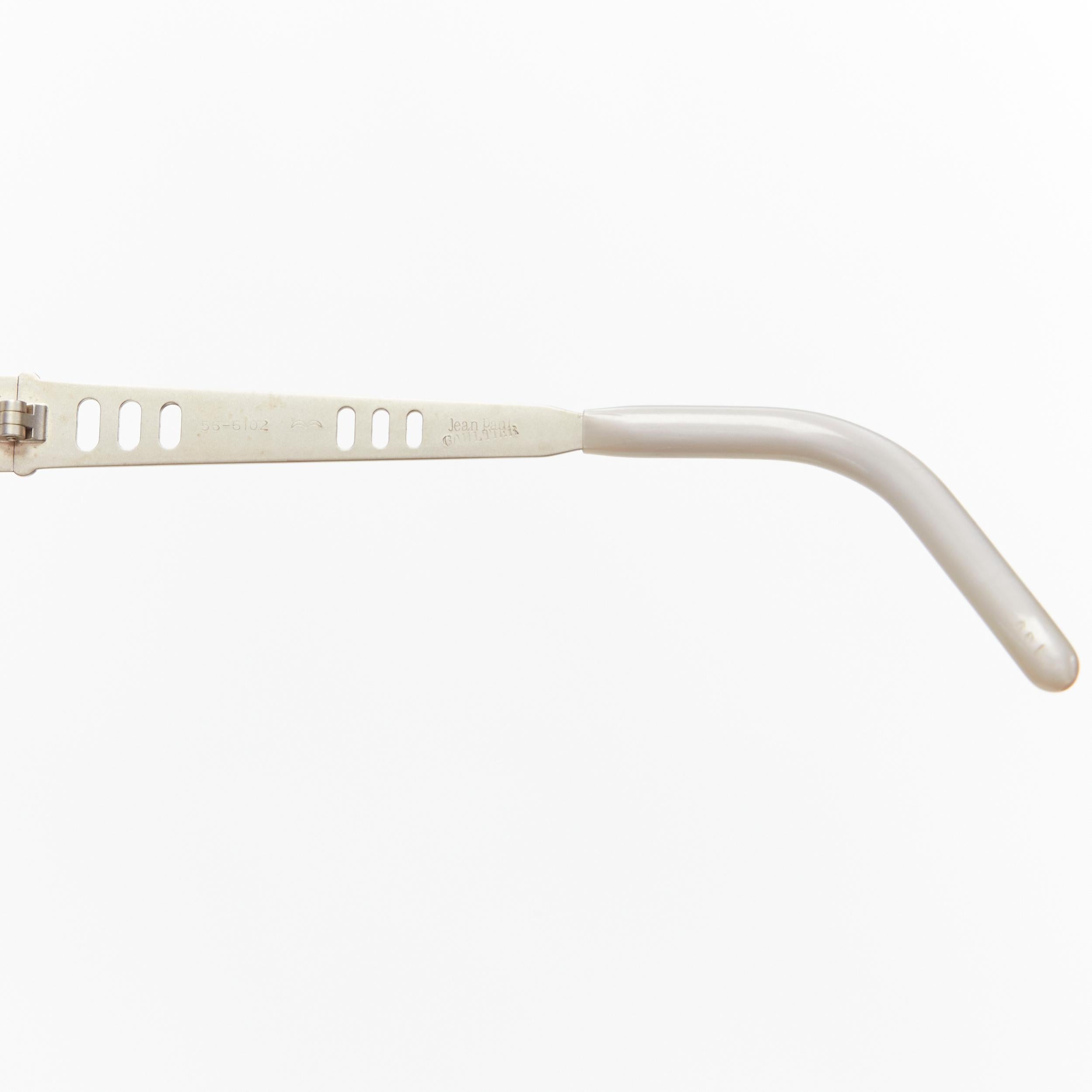 raras gafas de sol redondas JEAN PAUL GAULTIER Vintage 56-6102 azul steam punk plateado en venta 2