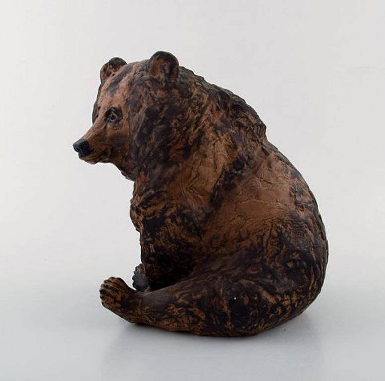 Danish Rare Jeanne Grut for Royal Copenhagen Aluminia Faience, Sitting Bear