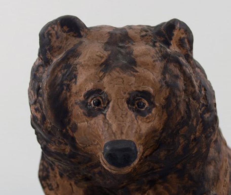 20th Century Rare Jeanne Grut for Royal Copenhagen Aluminia Faience, Sitting Bear