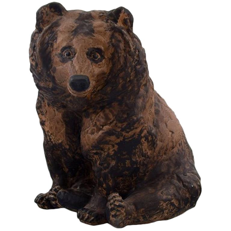 Rare Jeanne Grut for Royal Copenhagen Aluminia Faience, Sitting Bear