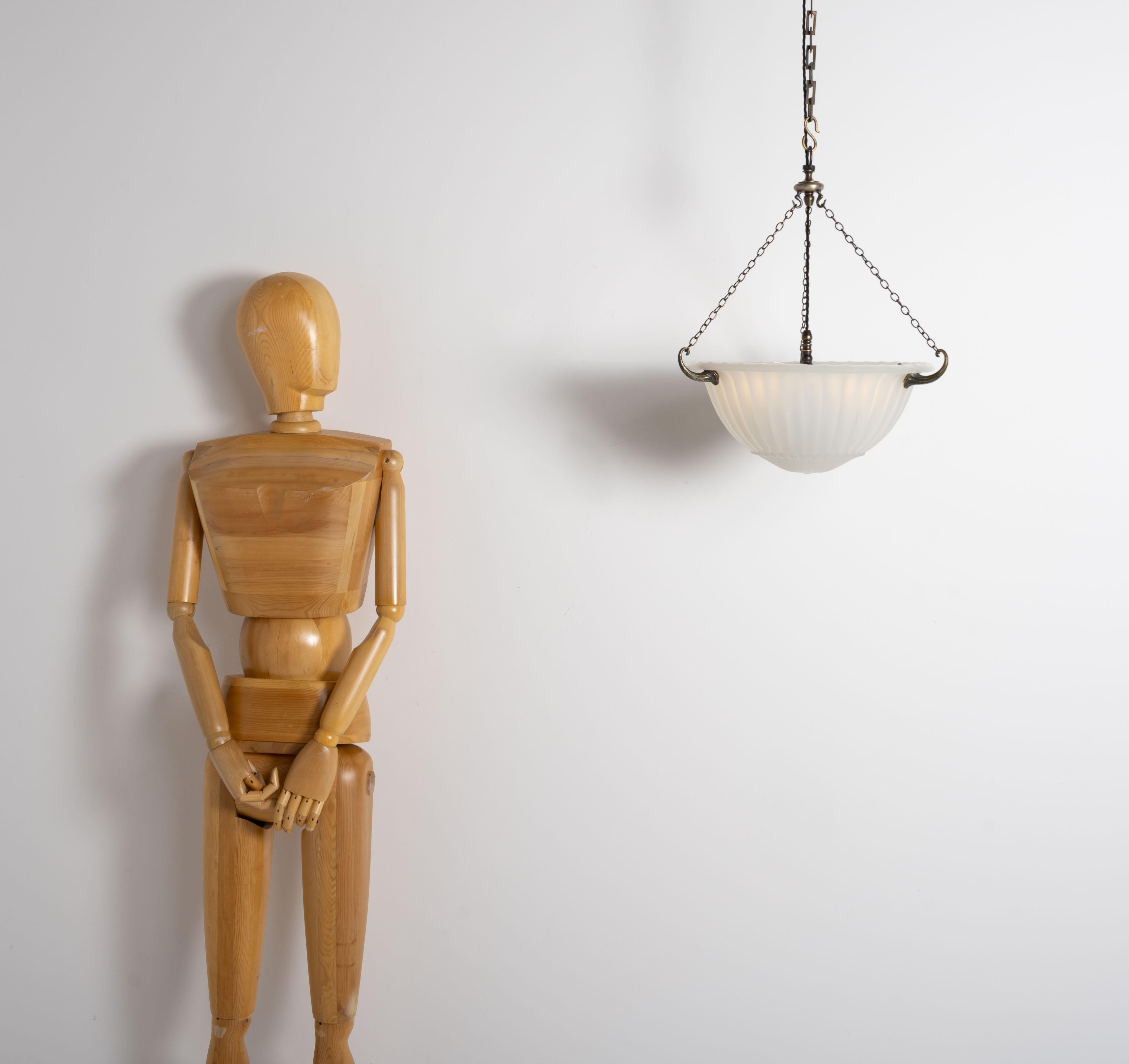 Raro Plafonnier con ciotola profonda in pietra di luna di Jefferson con accessori di qualità eccezionale in vendita 2